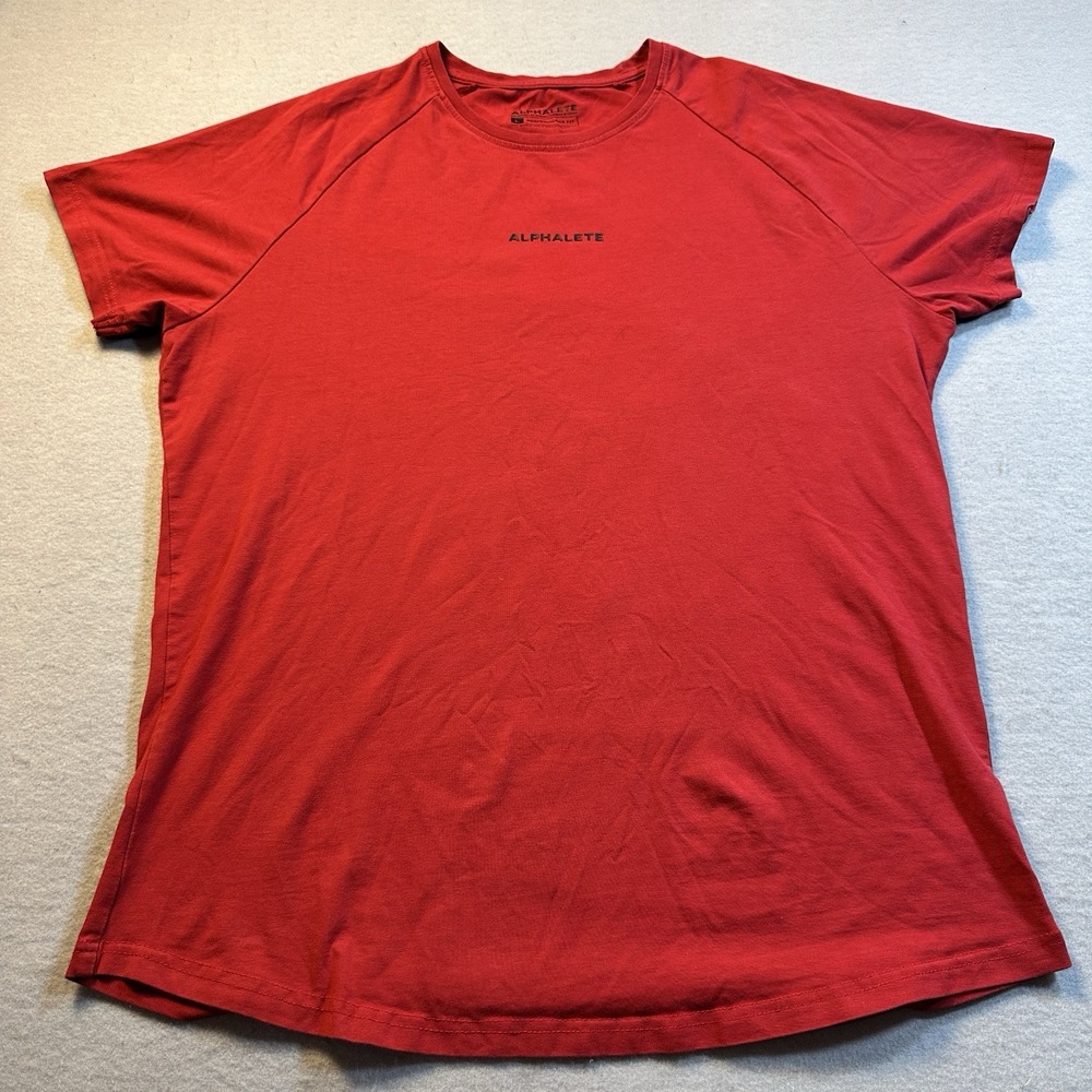Alphalete Mens Performance Fit Tee Red Stretch Gym Training Shirt Large